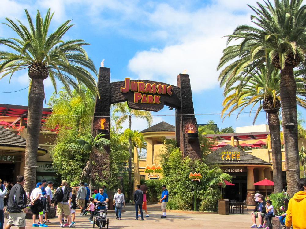 Los Angeles. USA. April 21, 2014. People walk in Los Angeles Park, Universal Studios Hollywood