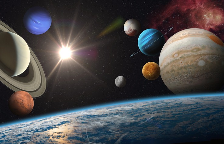 Earth and Solar system planets.