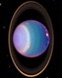 Uranus orbits the sun sideways in a clockwise direction.
