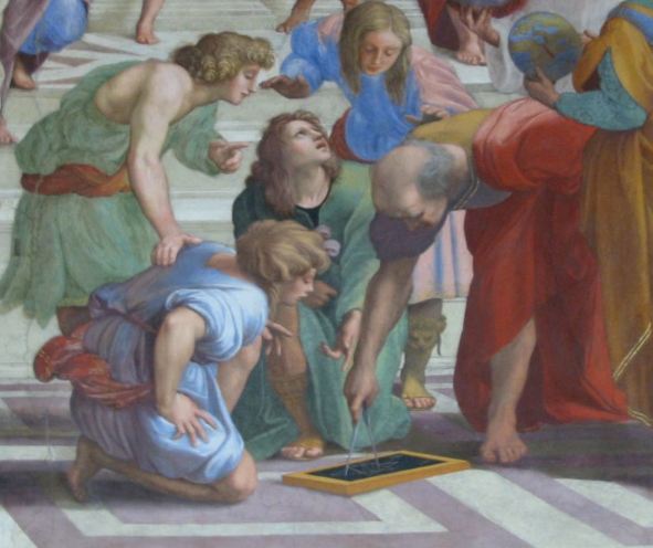 Greek mathematician Euclid holding calipers