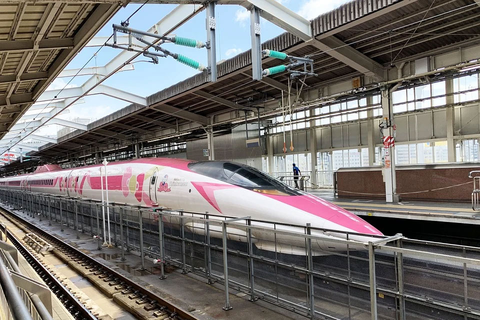 pink and white bullet train