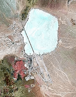 A pseudo color satellite image of Groom Lake