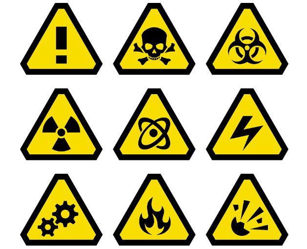 Several-danger-signs-are-displayed-for-protection-from-radiation.